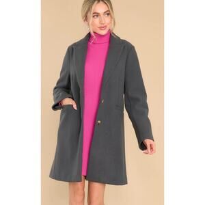 NWOT Womens Single Breasted Over Coat Medium Gray Old Money Quiet Luxury Paris